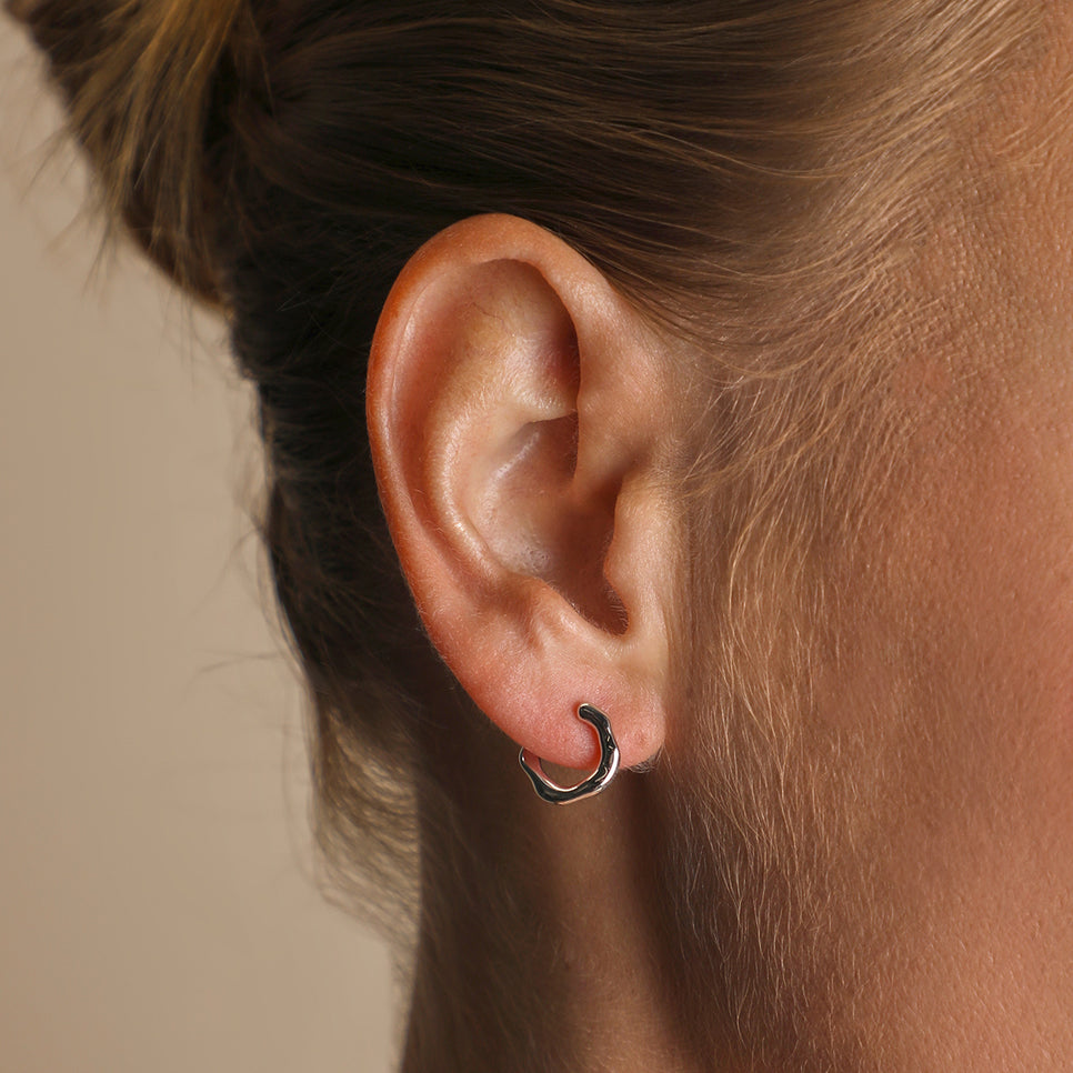 Molten Orbit Small Hoops in Silver-Astrid & Miyu