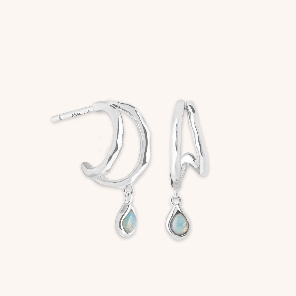 Illusion Opal Charm Huggies in Silver-Astrid & Miyu
