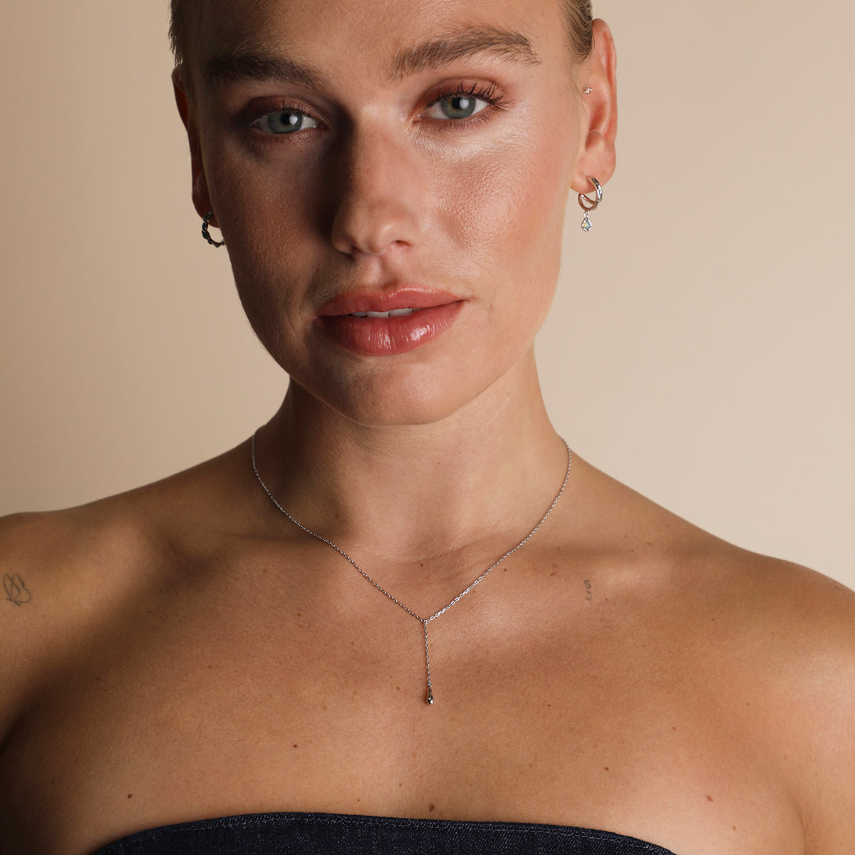 Molten Charm Lariat Necklace in Silver-Astrid & Miyu