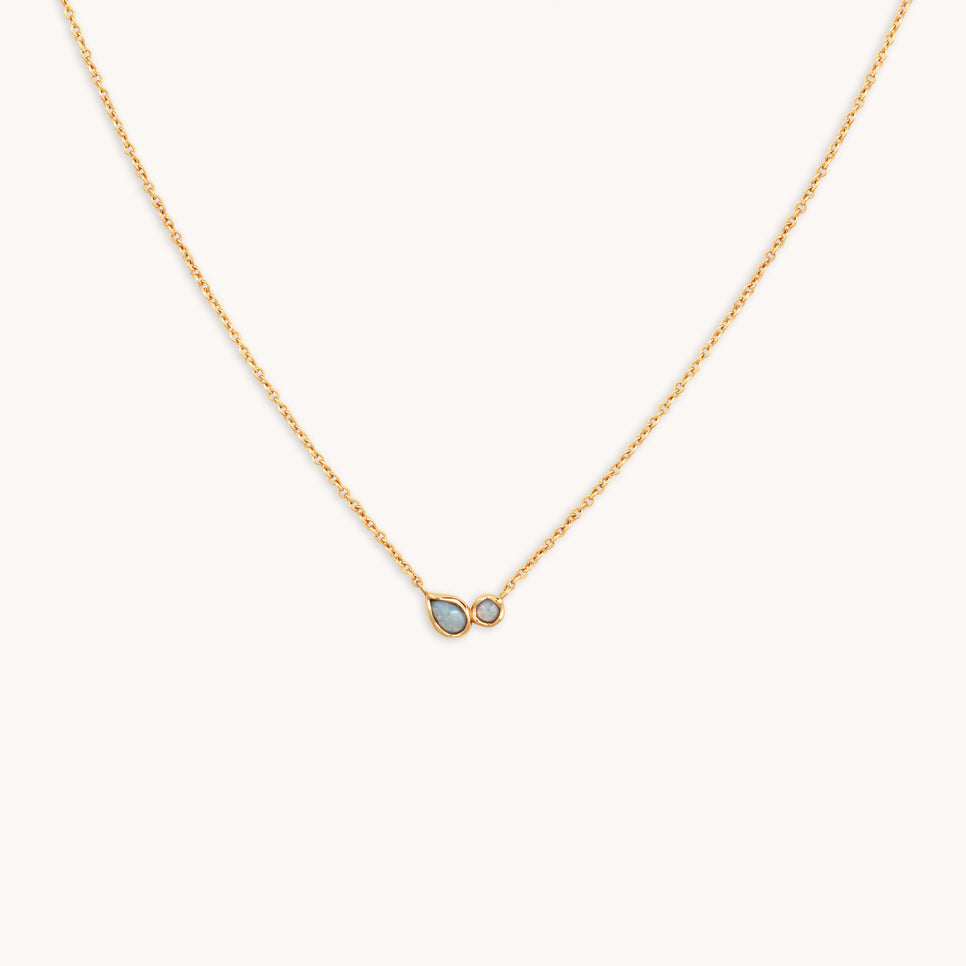Opal Bezel Pendant Necklace in Gold-Astrid & Miyu