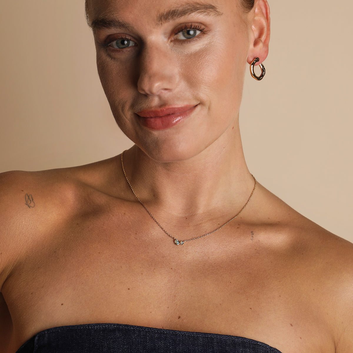 Opal Bezel Pendant Necklace in Gold-Astrid & Miyu