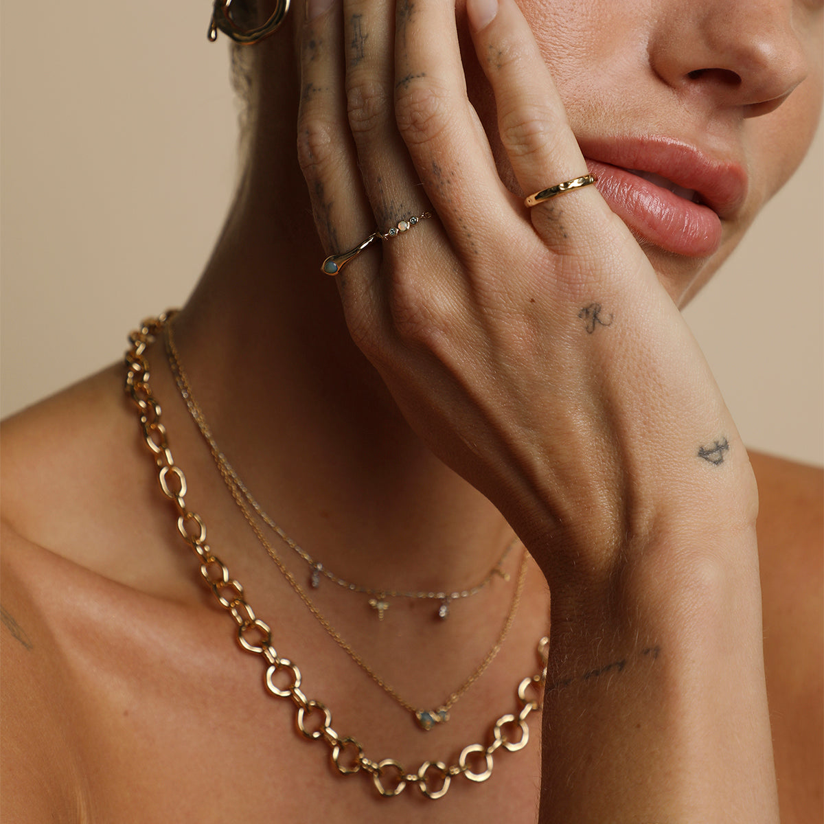 Opal Pear Band Ring in Gold-Astrid & Miyu