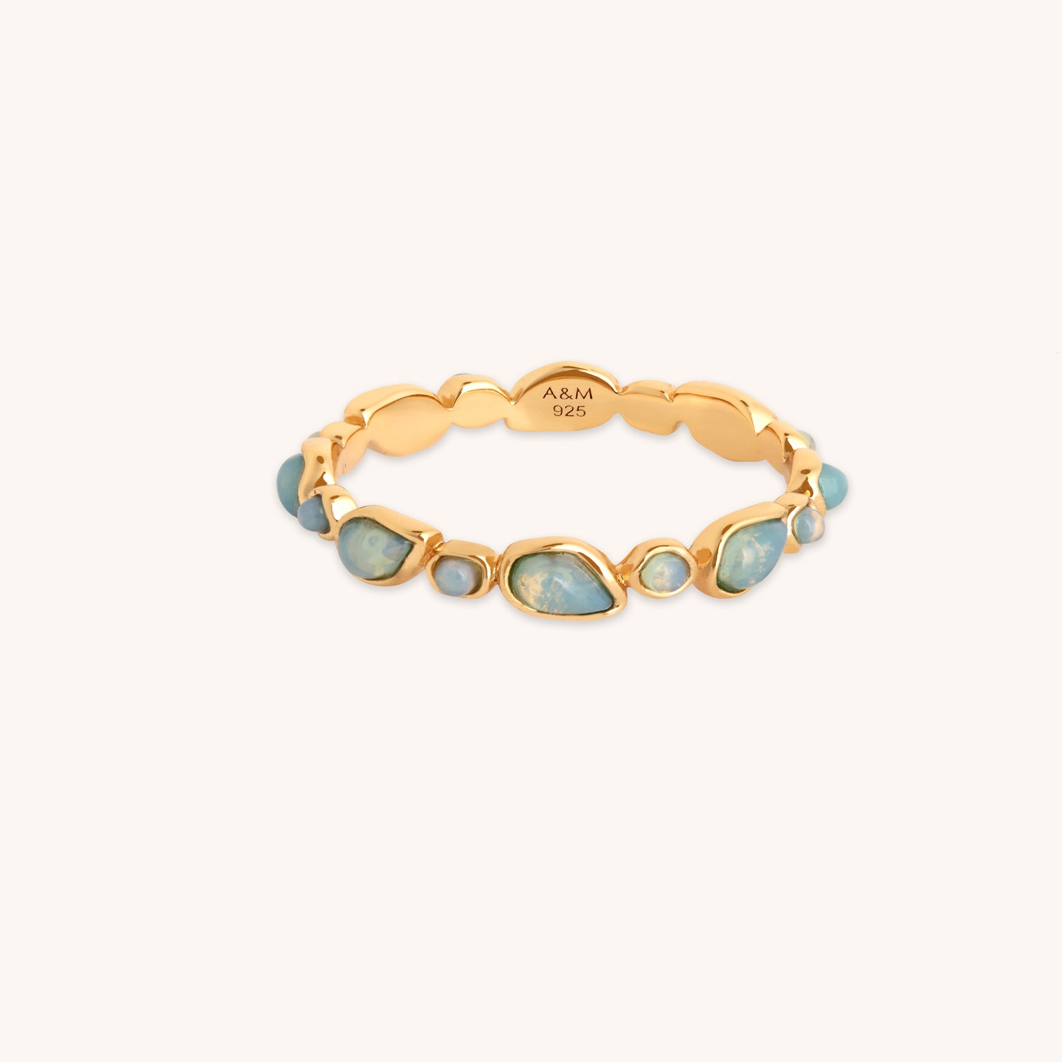 Opal Pear Band Ring in Gold-Astrid & Miyu