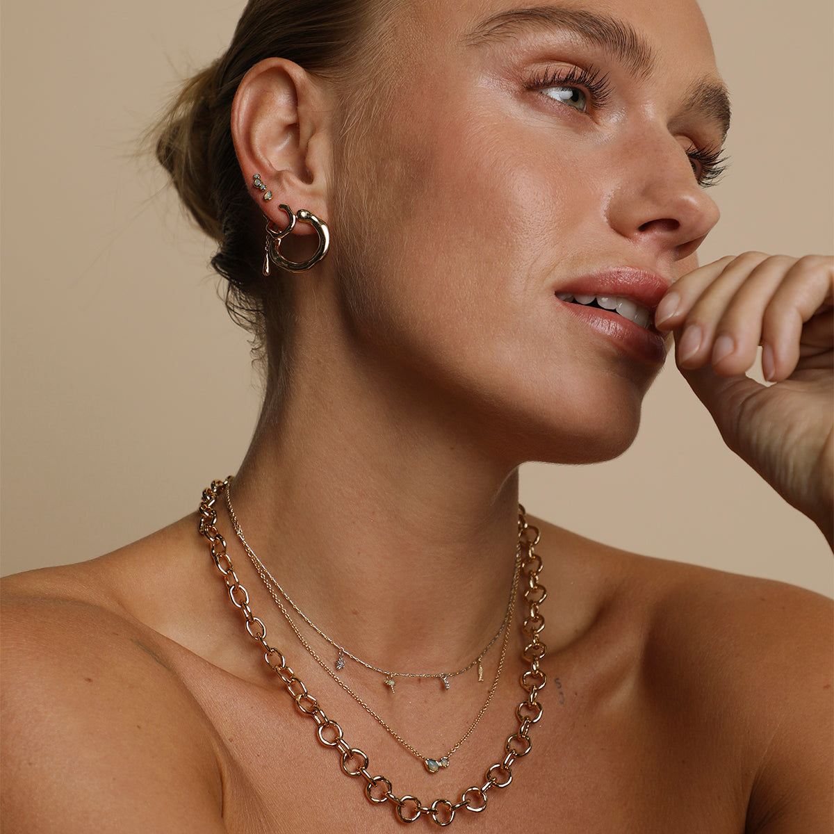 Opal Climber Studs in Gold-Astrid & Miyu