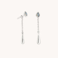 Opal Pear Chain Drop Studs in Silver-Astrid & Miyu
