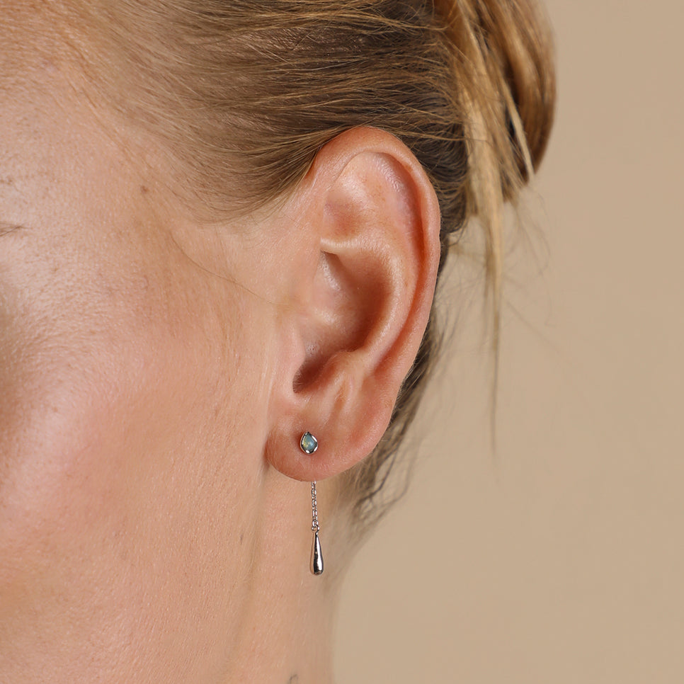 Opal Charm Drop Studs in Silver-Astrid & Miyu