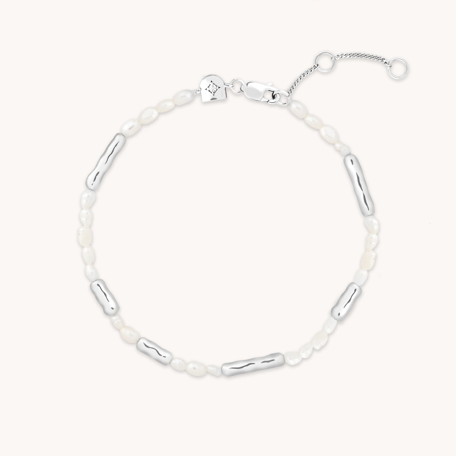 Molten Pearl Bracelet in Silver-Astrid & Miyu