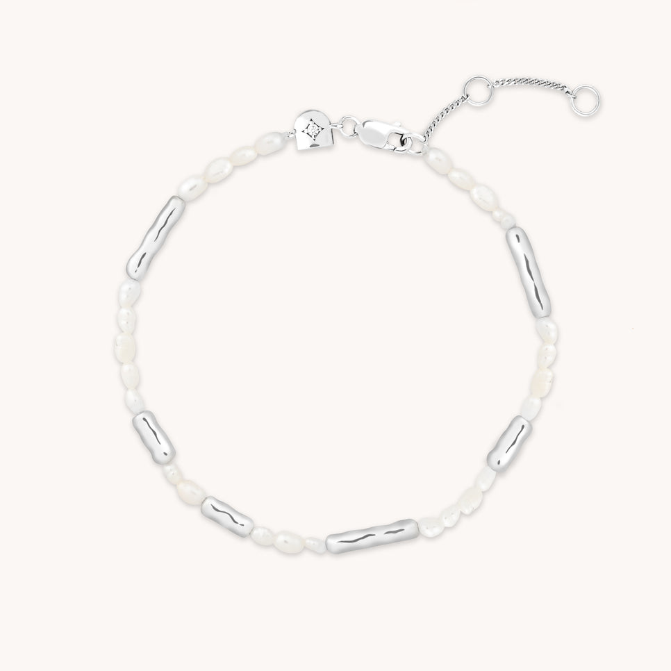 Molten Pearl Bracelet in Silver-Astrid & Miyu