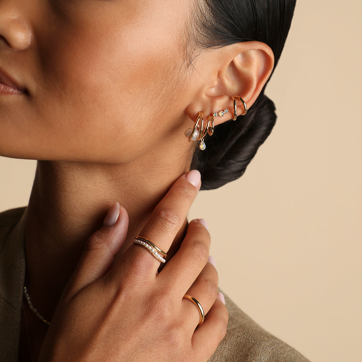 Molten Illusion Ear Cuff in Gold-Astrid & Miyu