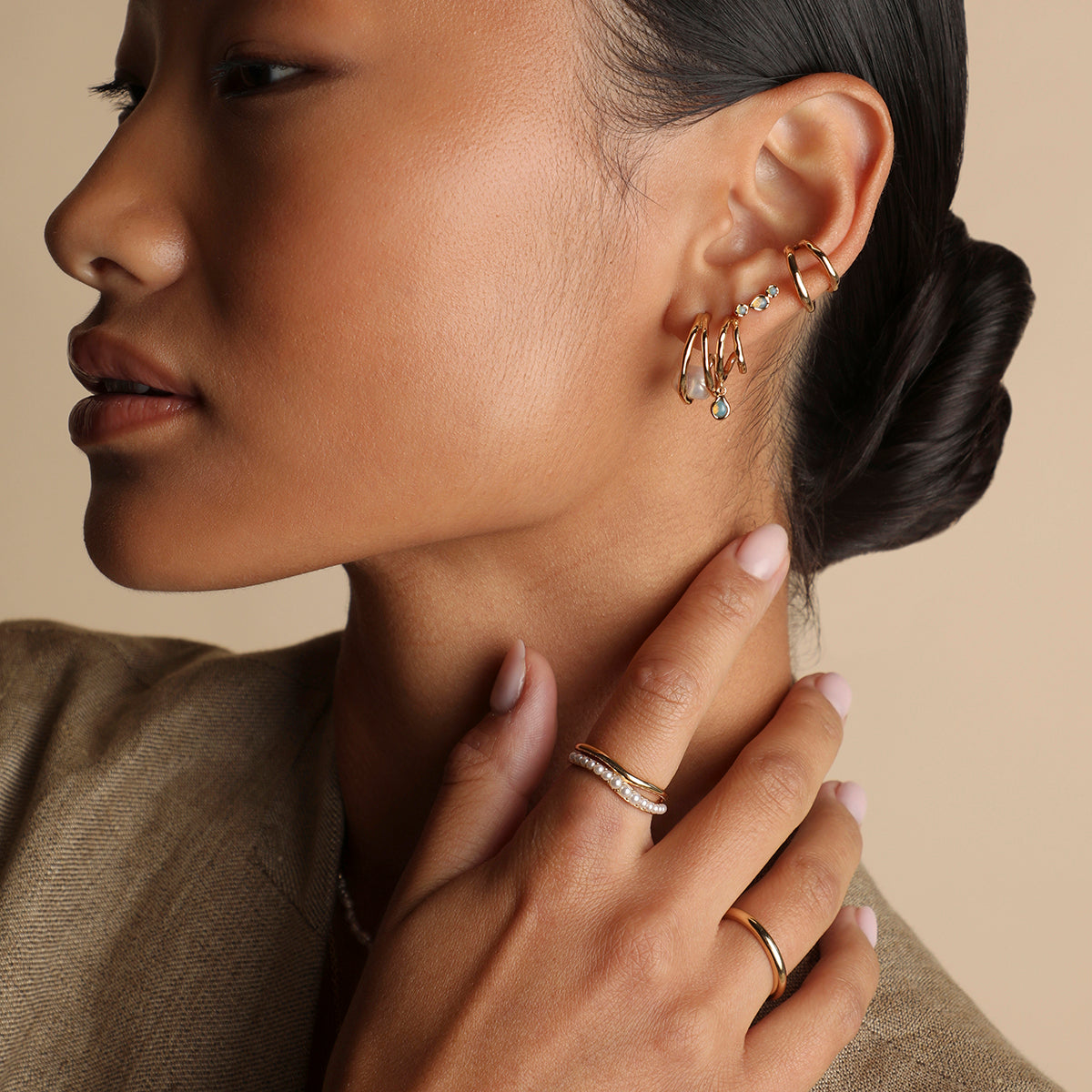 Molten Illusion Ear Cuff in Gold-Astrid & Miyu