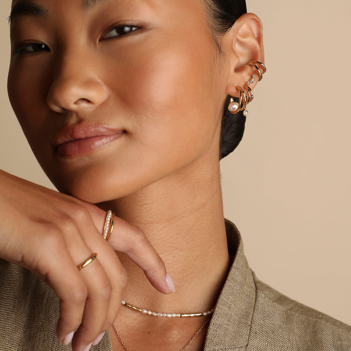 Molten Illusion Ear Cuff in Gold-Astrid & Miyu