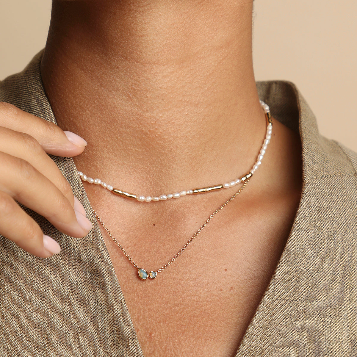 Molten Pearl Necklace in Gold-Astrid & Miyu