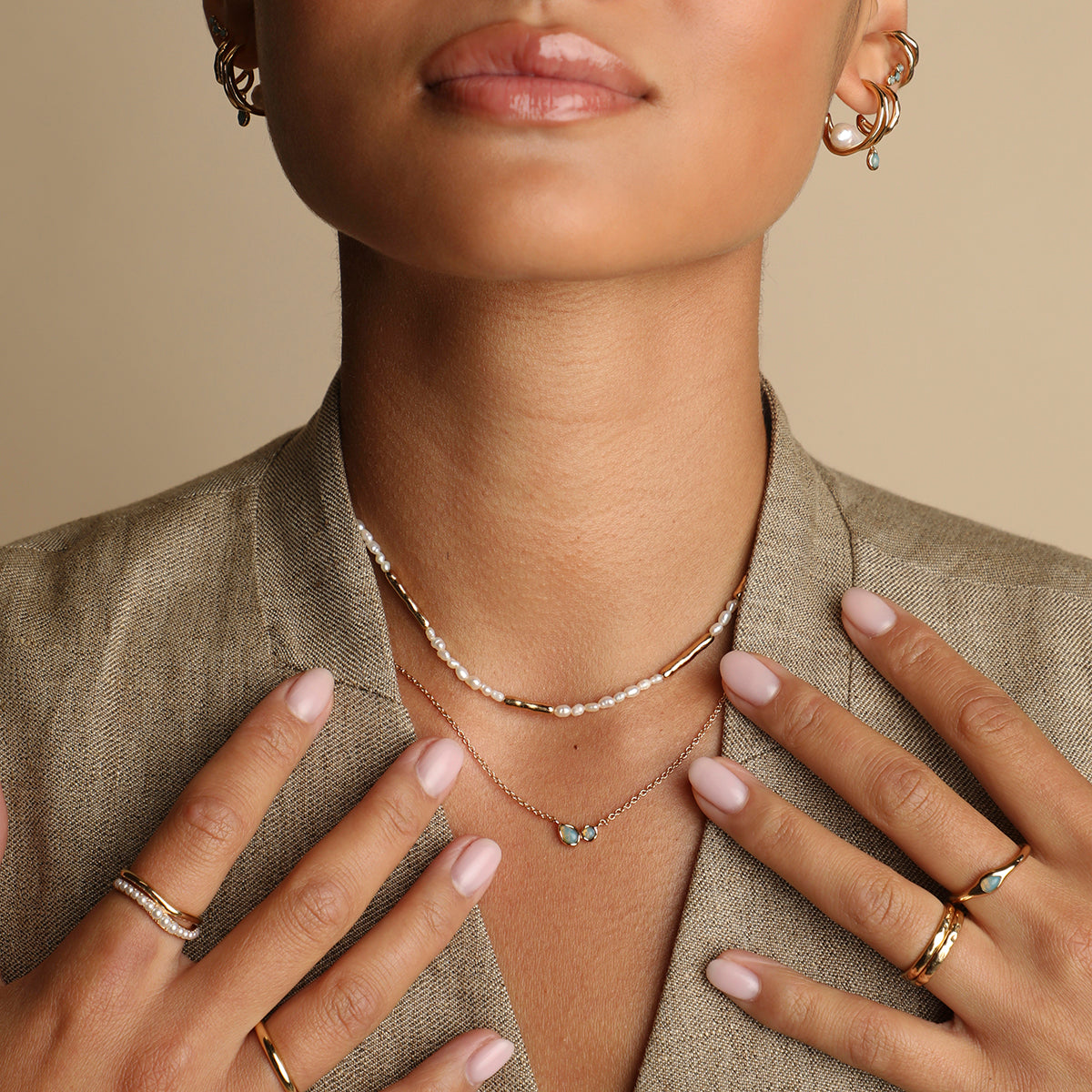 Molten Pearl Necklace in Gold-Astrid & Miyu