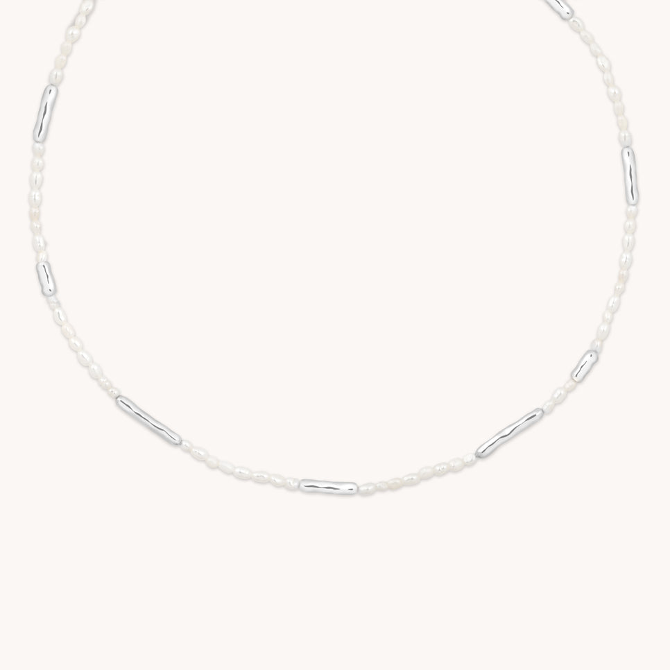 Molten Pearl Necklace in Silver-Astrid & Miyu