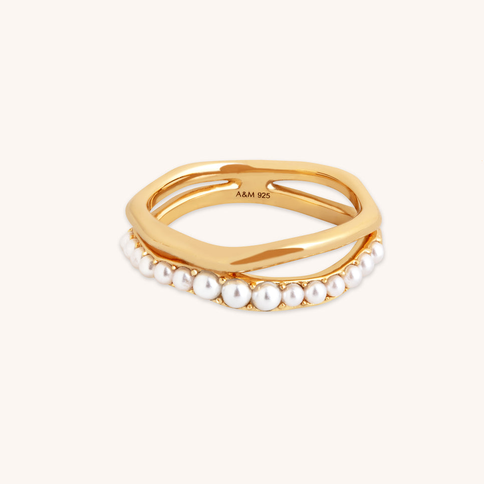 Molten Illusion Pearl Ring in Gold-Astrid & Miyu
