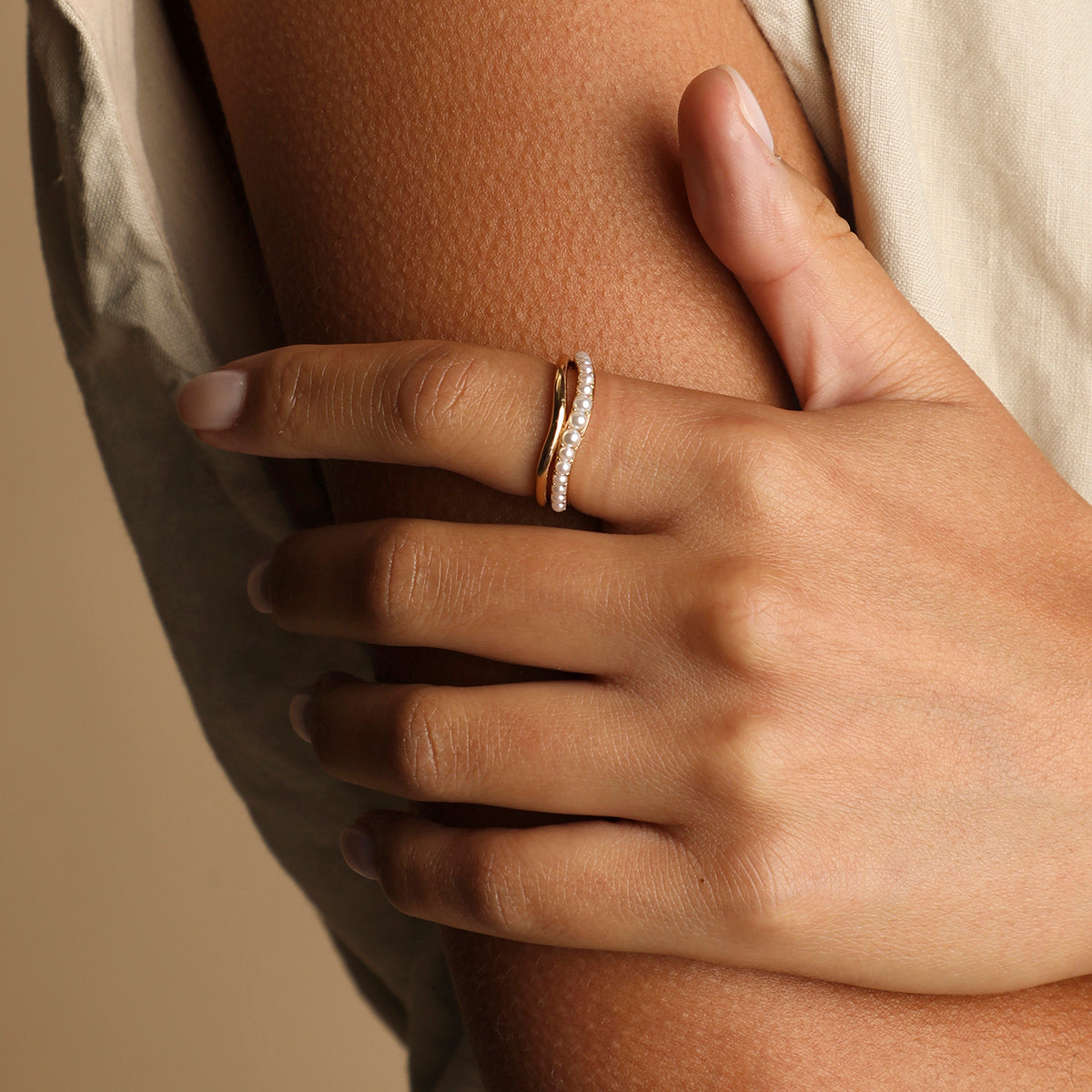 Molten Illusion Pearl Ring in Gold-Astrid & Miyu
