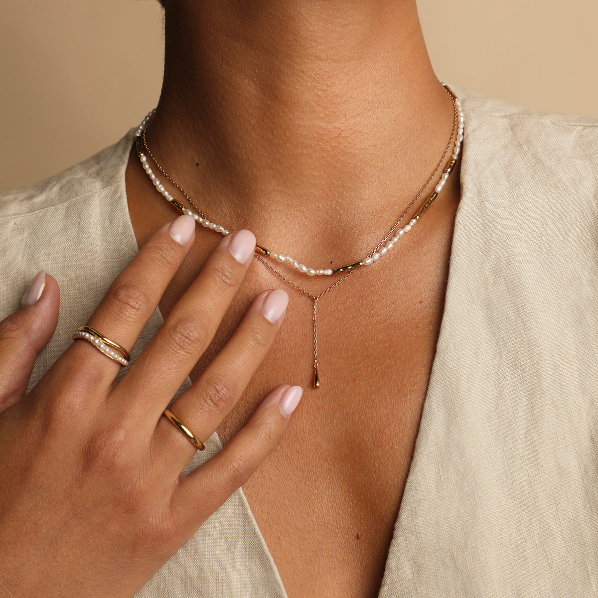 Molten Illusion Pearl Ring in Gold-Astrid & Miyu