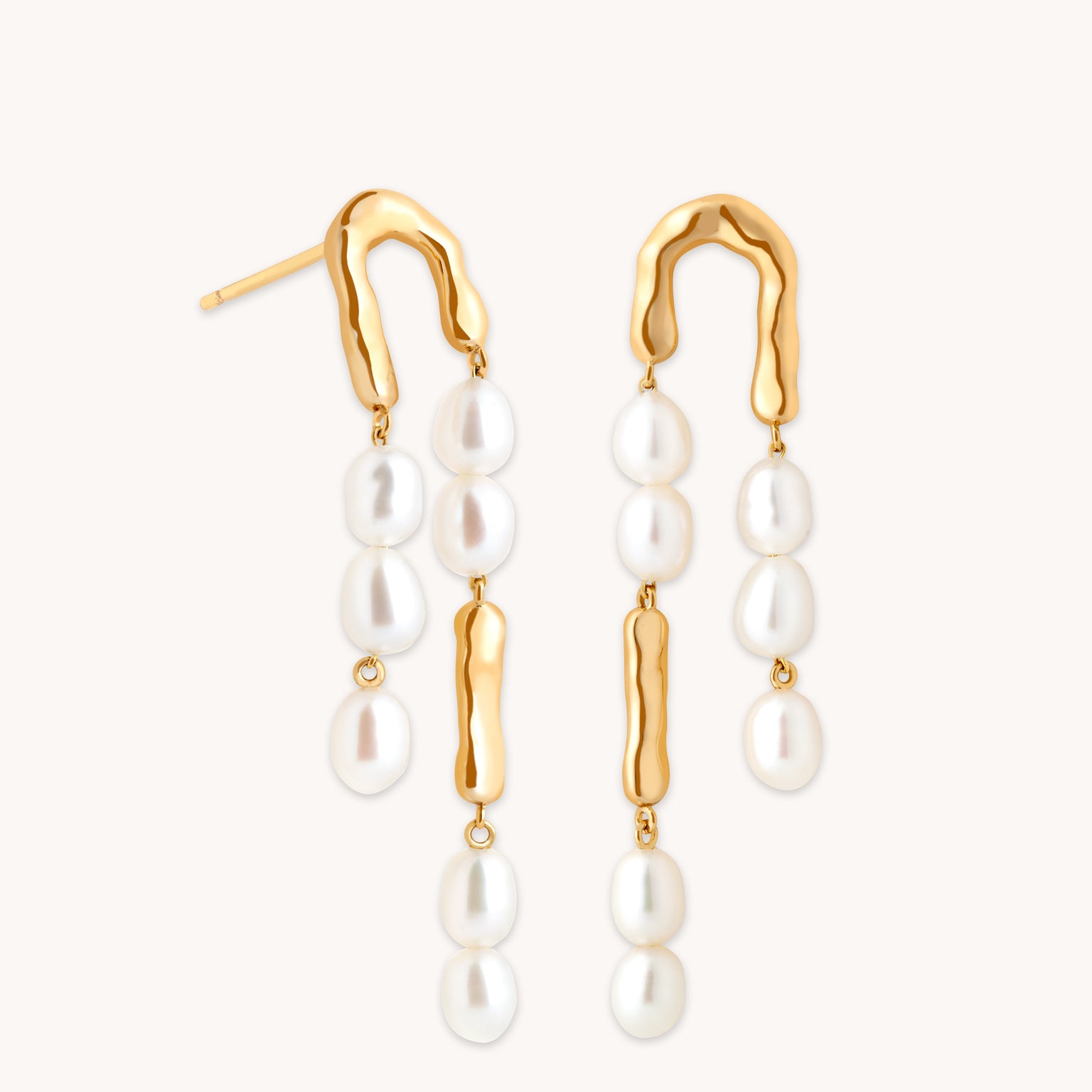 Molten Pearl Drop Studs in Gold-Astrid & Miyu