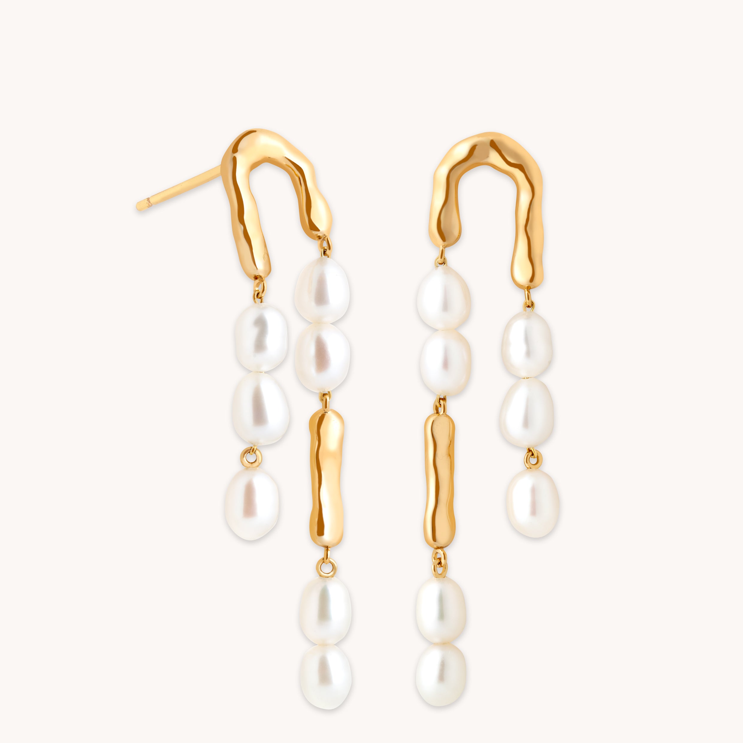 Molten Pearl Drop Studs in Gold-Astrid & Miyu