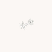 Diamond Star Medium Piercing Stud in Solid White Gold-Astrid & Miyu