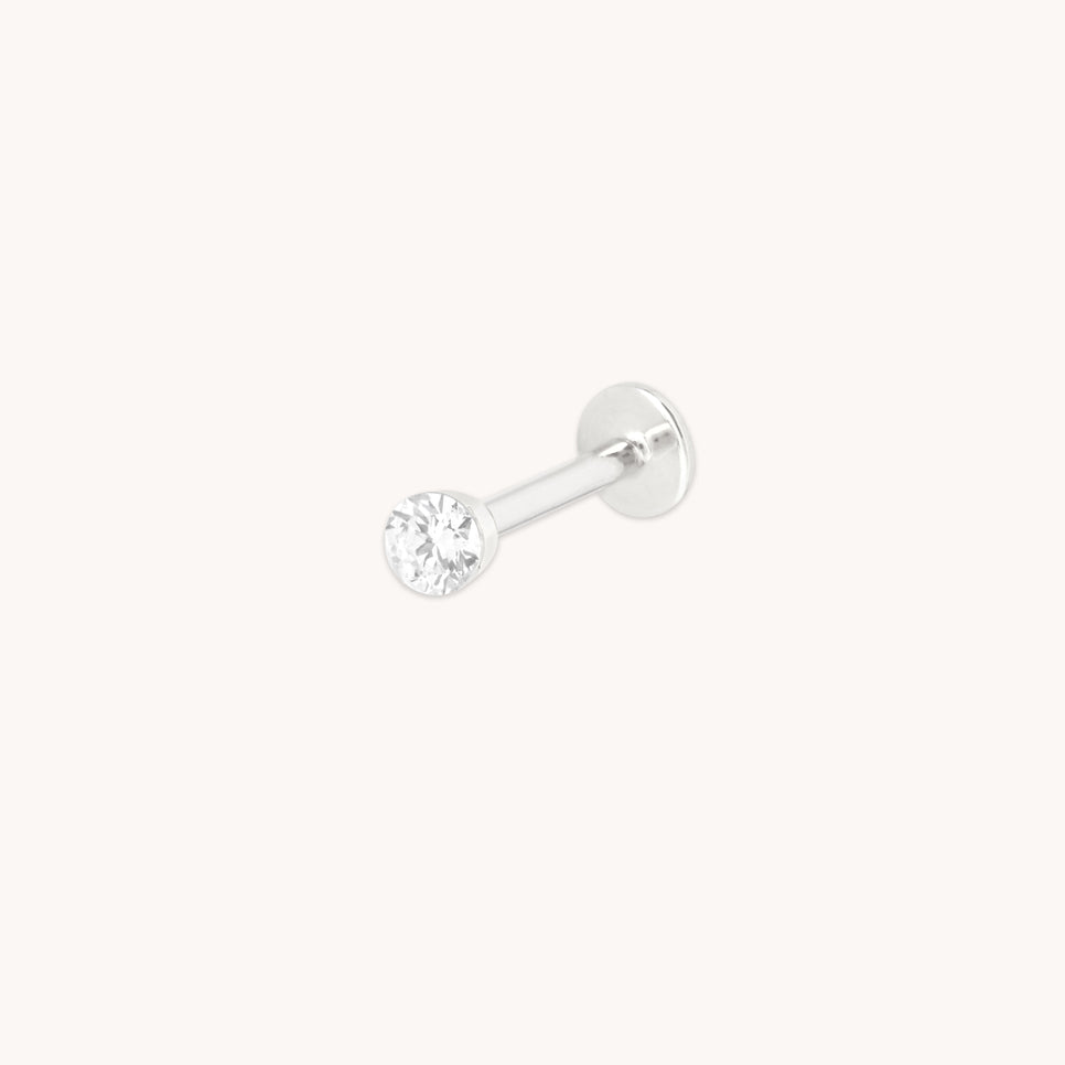 Floating Diamond Large Piercing Stud in Solid White Gold-Astrid & Miyu