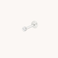 Floating Diamond Medium Piercing Stud in Solid White Gold-Astrid & Miyu