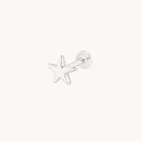 Star Large Piercing Stud in Solid White Gold-Astrid & Miyu