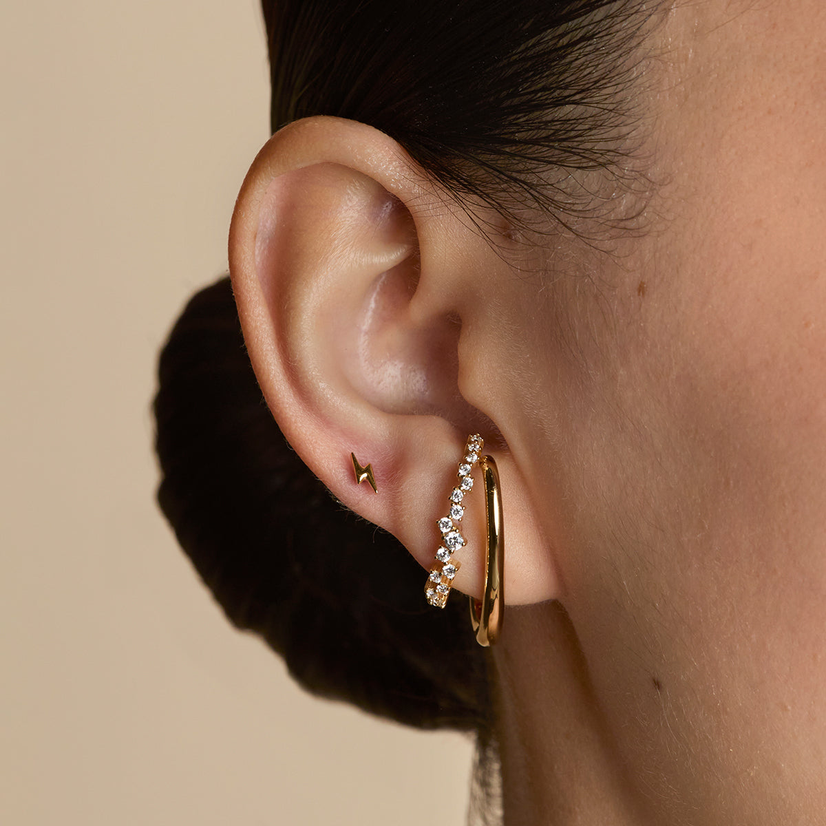 Lightning Bolt Titanium Piercing Stud in Gold-Astrid & Miyu