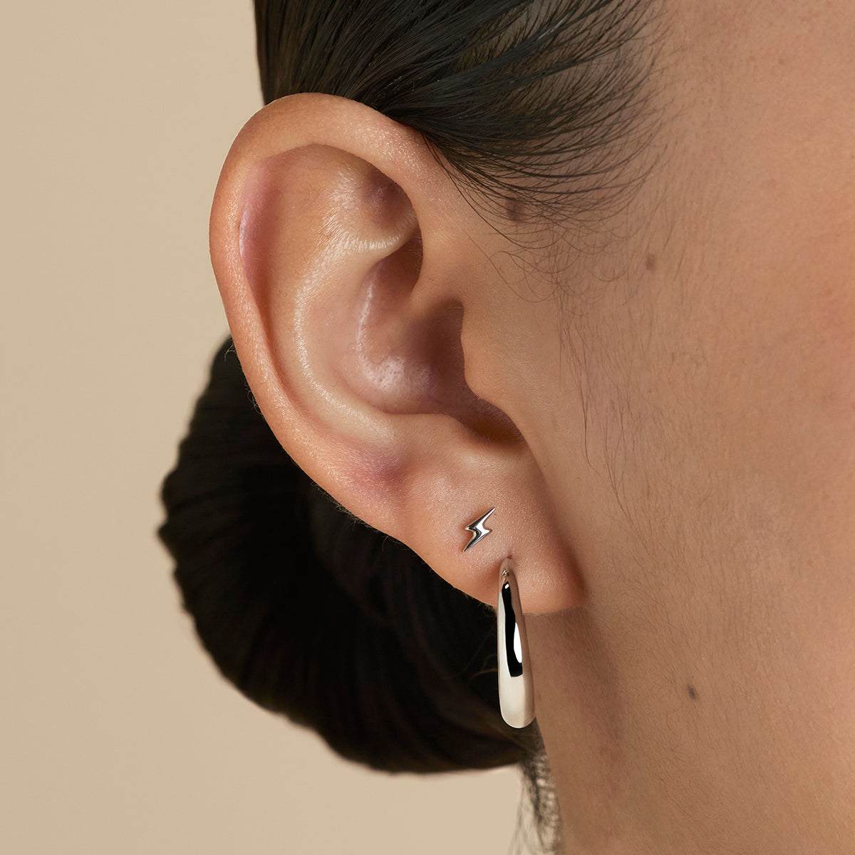 Lightning Bolt Titanium Piercing Stud in Platinum-Astrid & Miyu