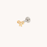 Bow Titanium Piercing Stud in Gold-Astrid & Miyu