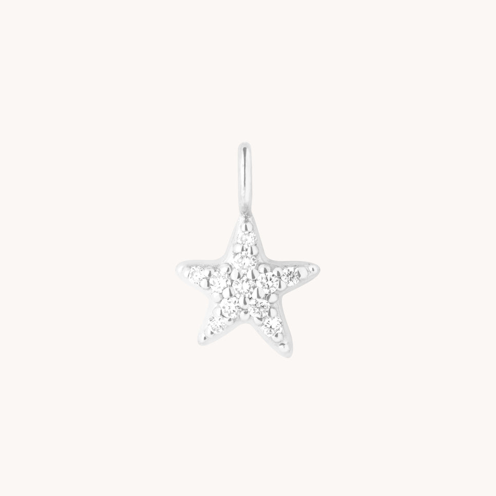 Pavé Star Charm 9k White Gold-Astrid & Miyu