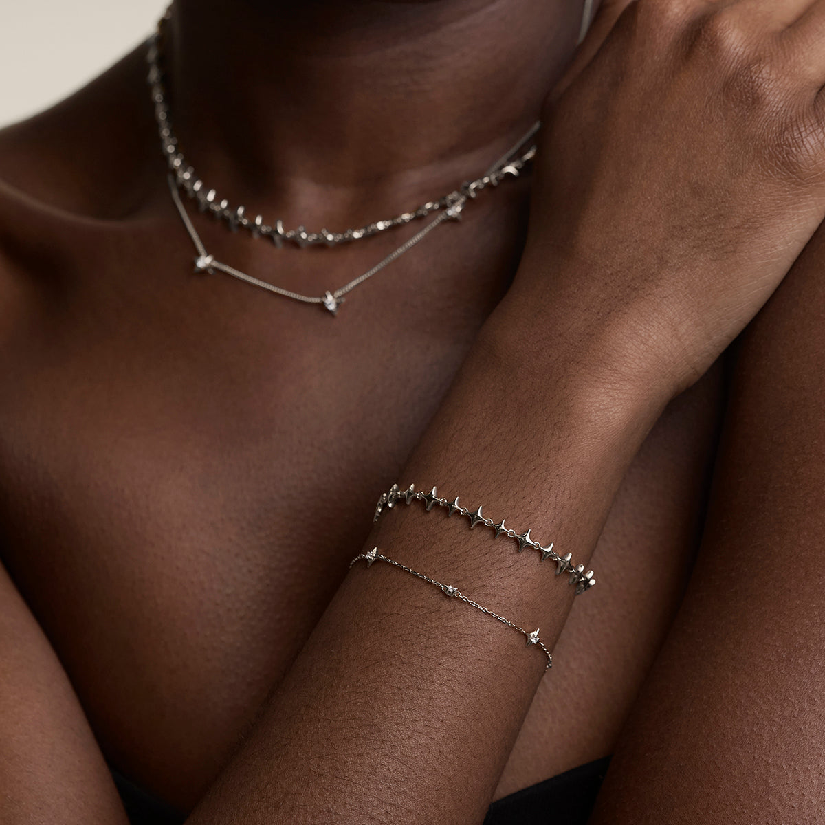 Cosmic Star Chain Bracelet in Silver