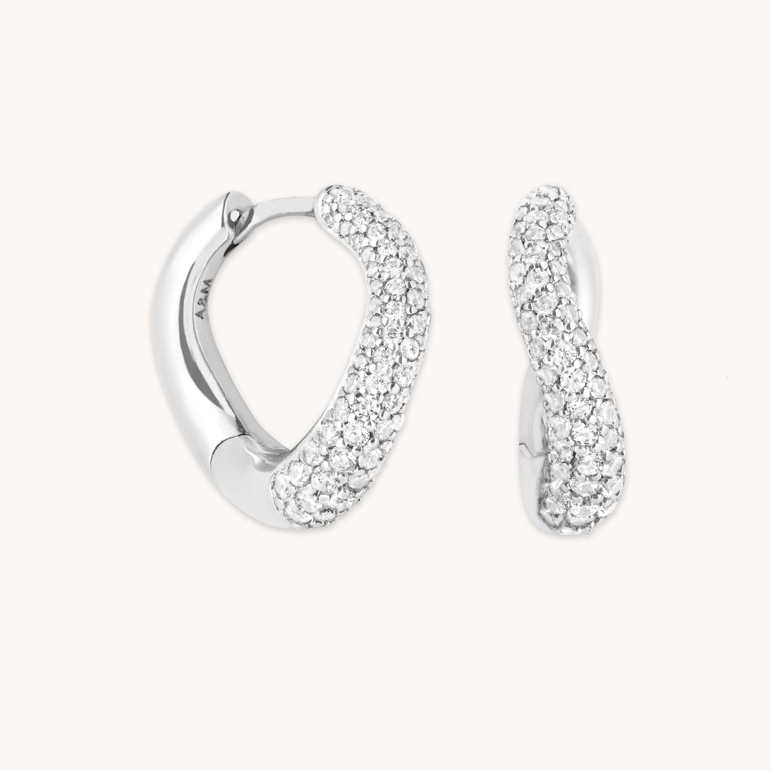 Wave Crystal Hoops in Silver-Astrid & Miyu