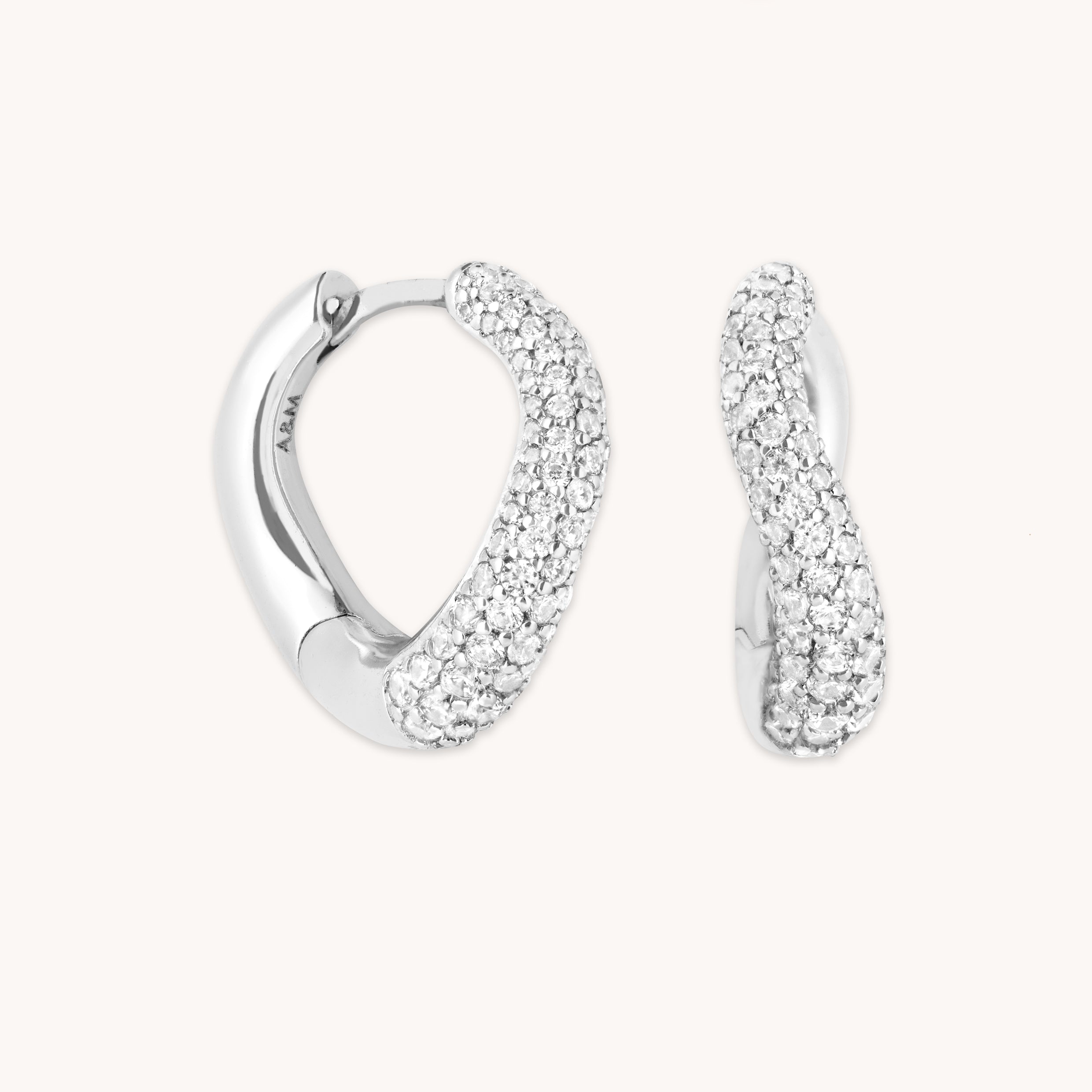 Wave Crystal Hoops in Silver-Astrid & Miyu