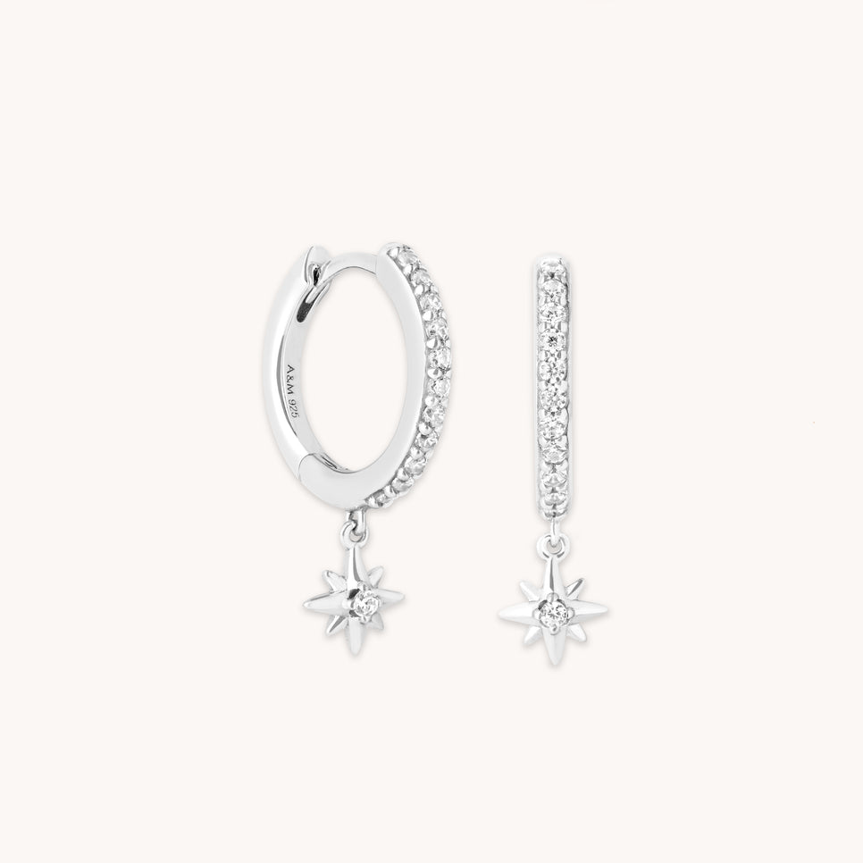 Twilight Star Pavé Hoops in Silver-Astrid & Miyu