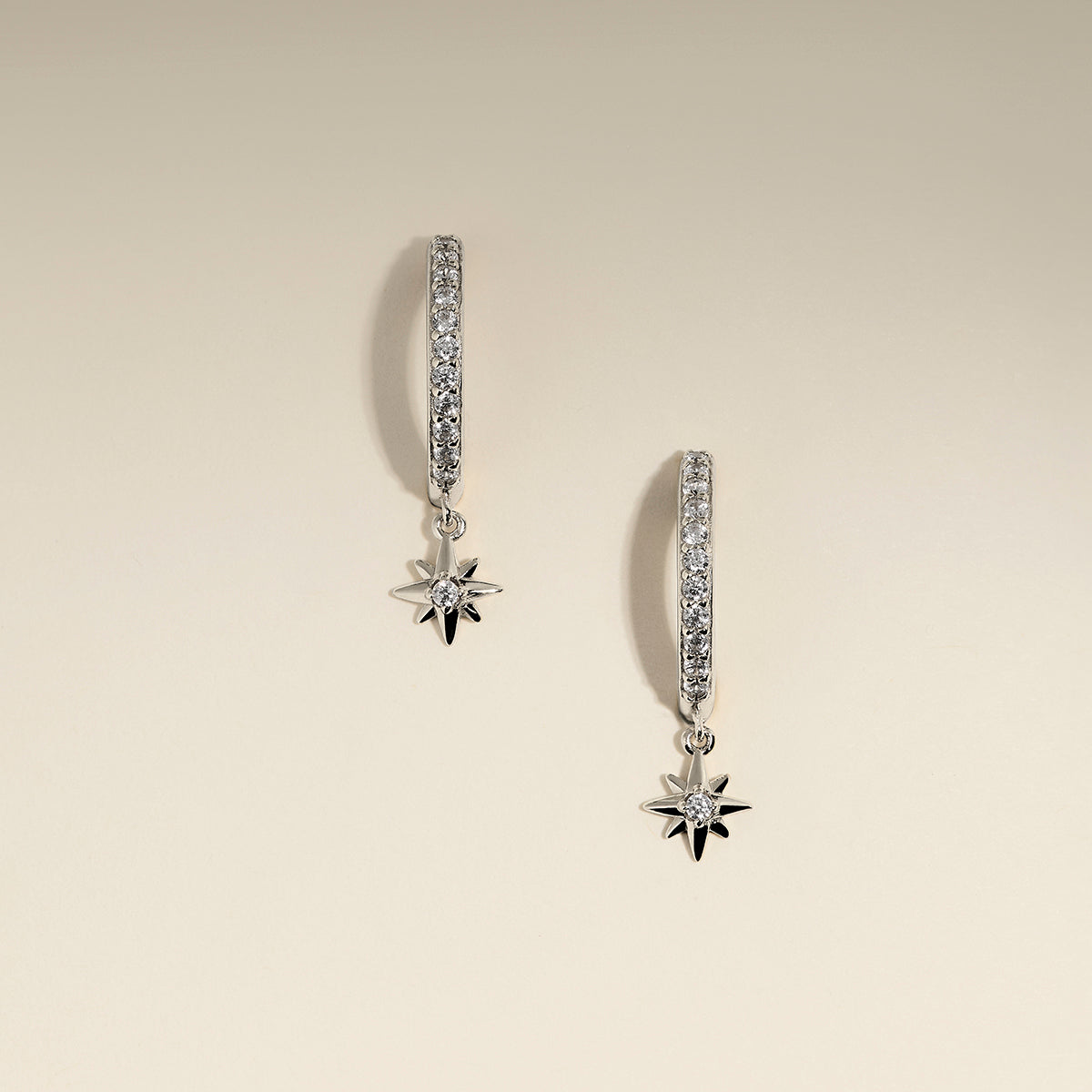 Twilight Star Pavé Hoops in Silver-Astrid & Miyu