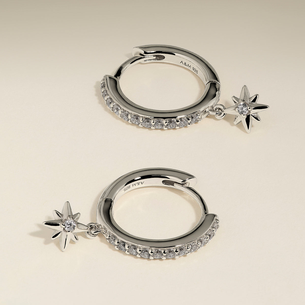 Twilight Star Pavé Hoops in Silver-Astrid & Miyu