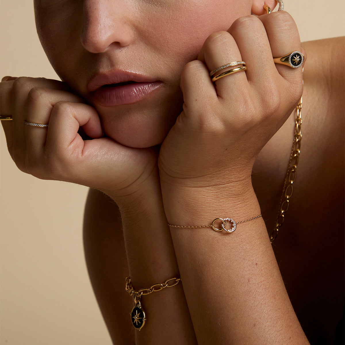 Orbit Crystal Pendant Bracelet in Gold-Astrid & Miyu