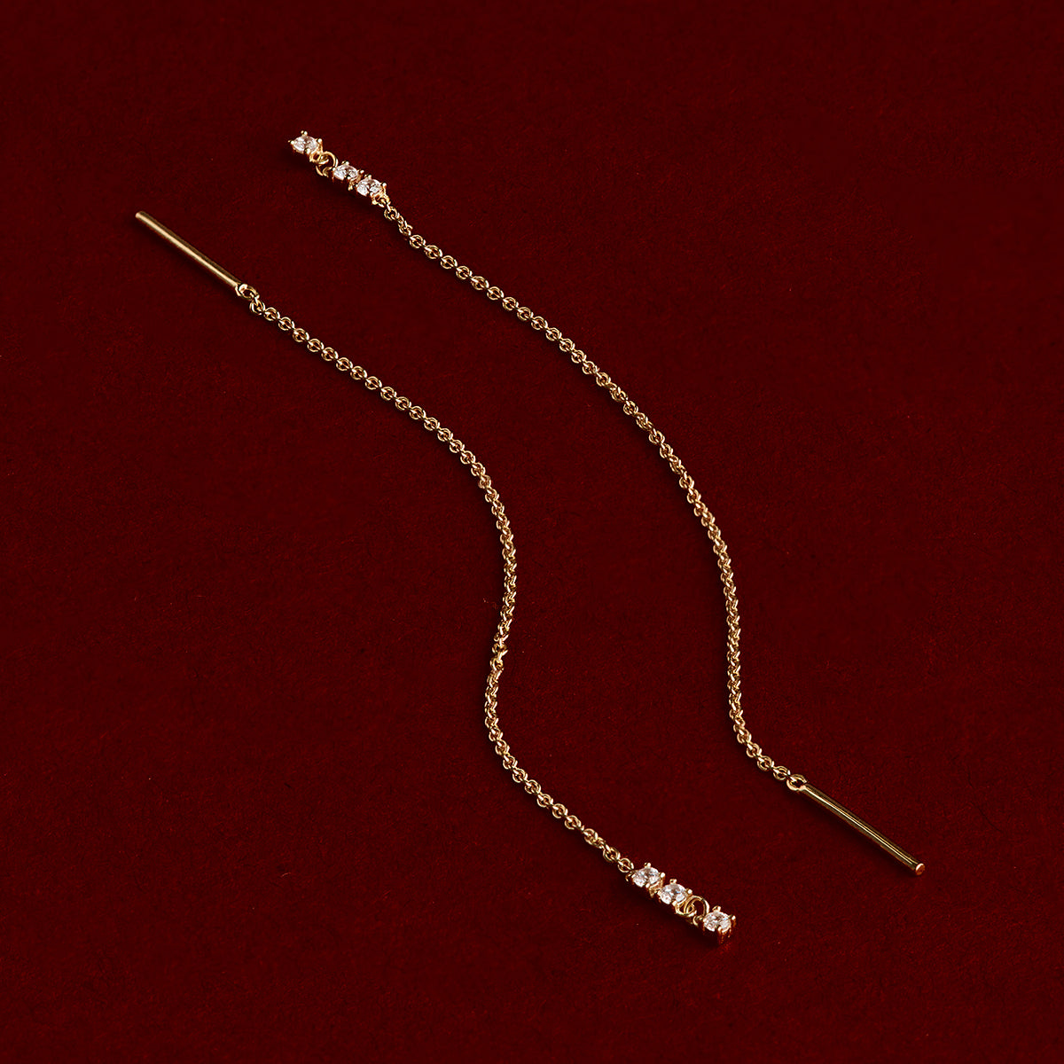 Crystal Thread Through Earrings in Gold-Astrid & Miyu