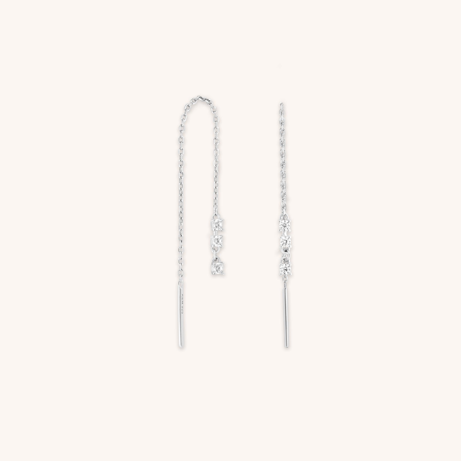 Crystal Thread Through Earrings in Silver-Astrid & Miyu