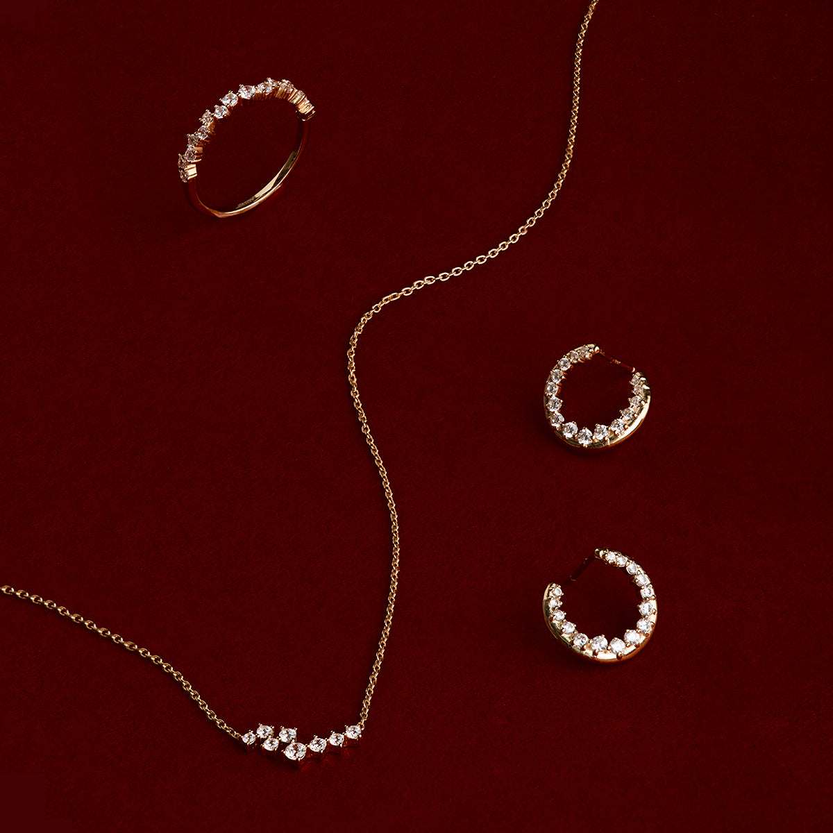 Orbit Pavé Crystal Hoops in Gold-Astrid & Miyu