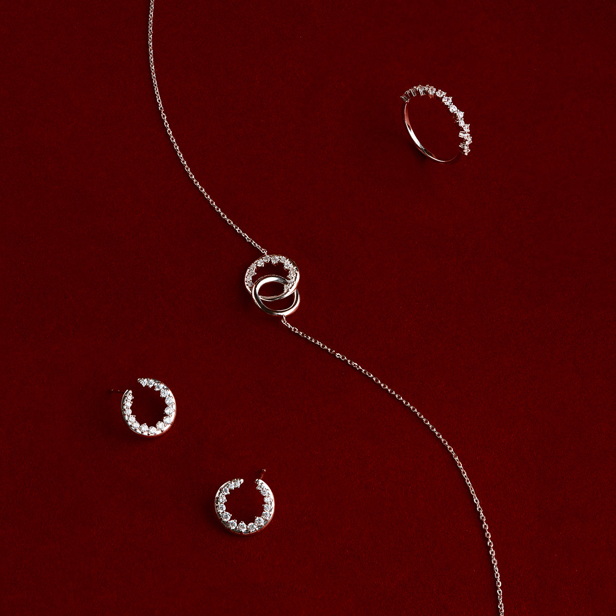 Orbit Pavé Crystal Hoops in Silver-Astrid & Miyu