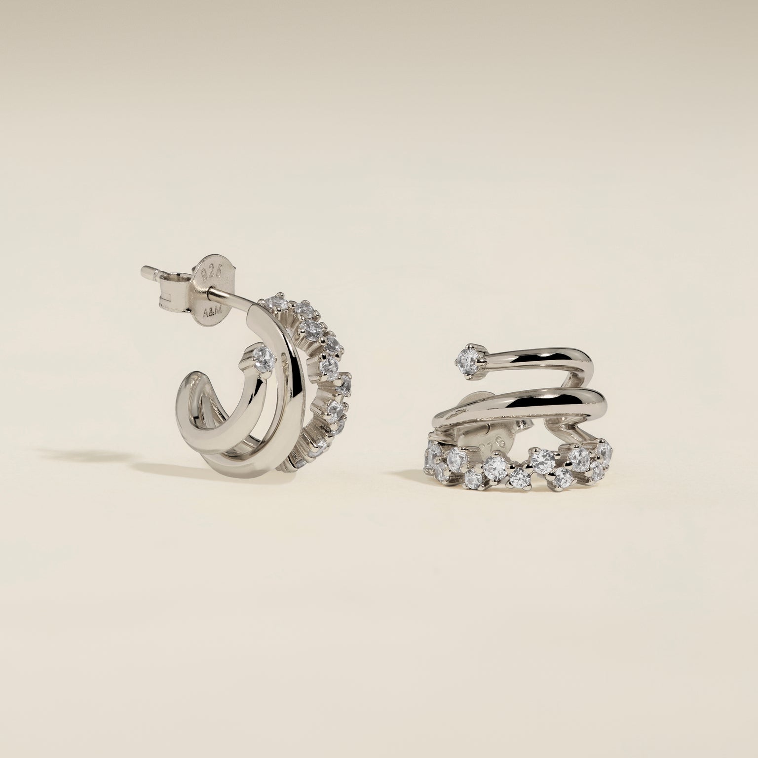 Illusion Spiral Huggies in Silver-Astrid & Miyu