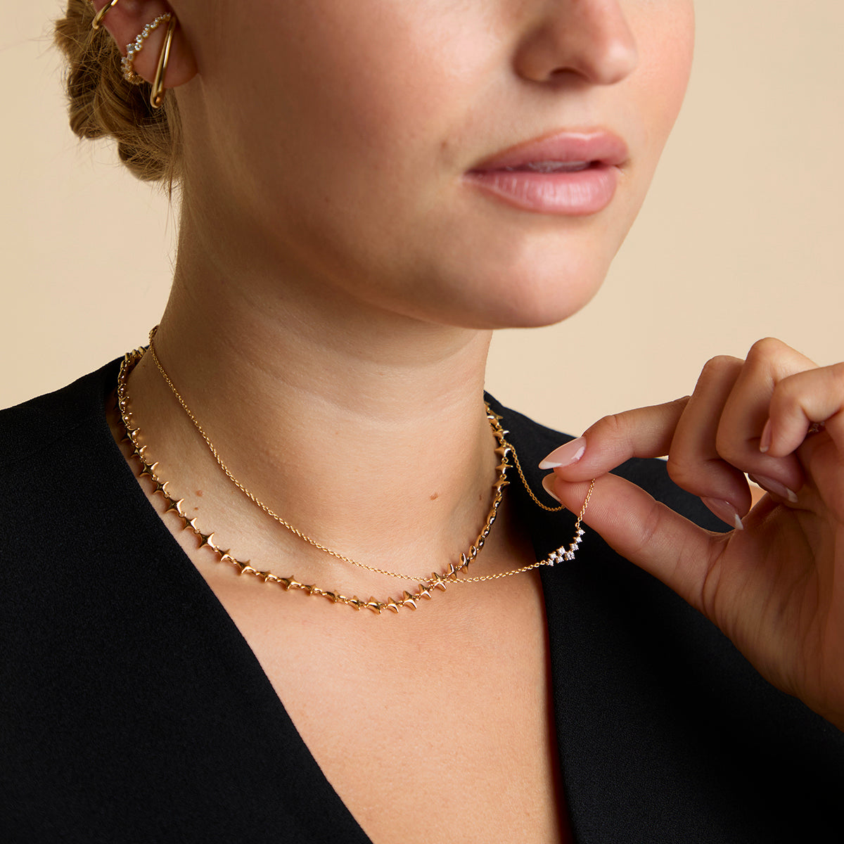 Crystal Scatter Necklace in Gold-Astrid & Miyu