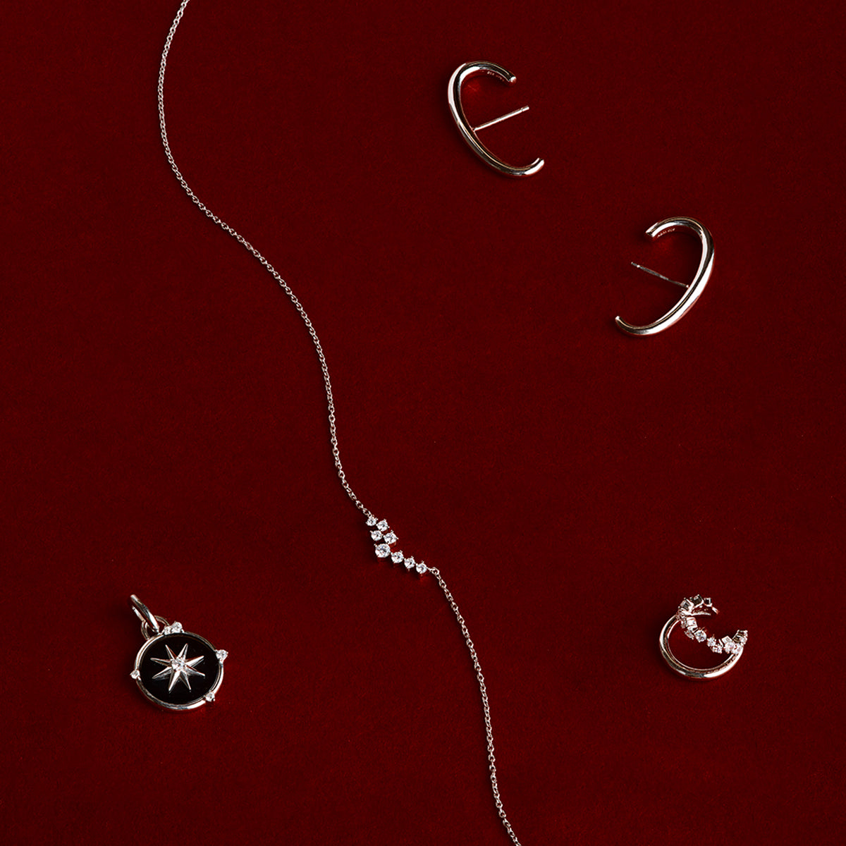 Crystal Scatter Necklace in Silver-Astrid & Miyu