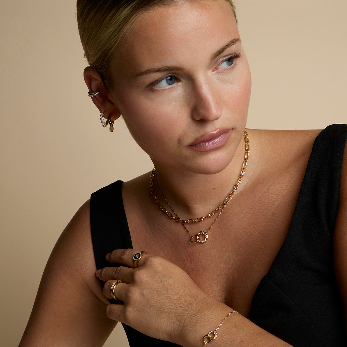 Orbit Crystal Pendant Necklace in Gold-Astrid & Miyu