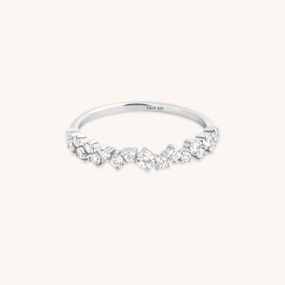 Crystal Scatter Band Ring in Silver-Astrid & Miyu