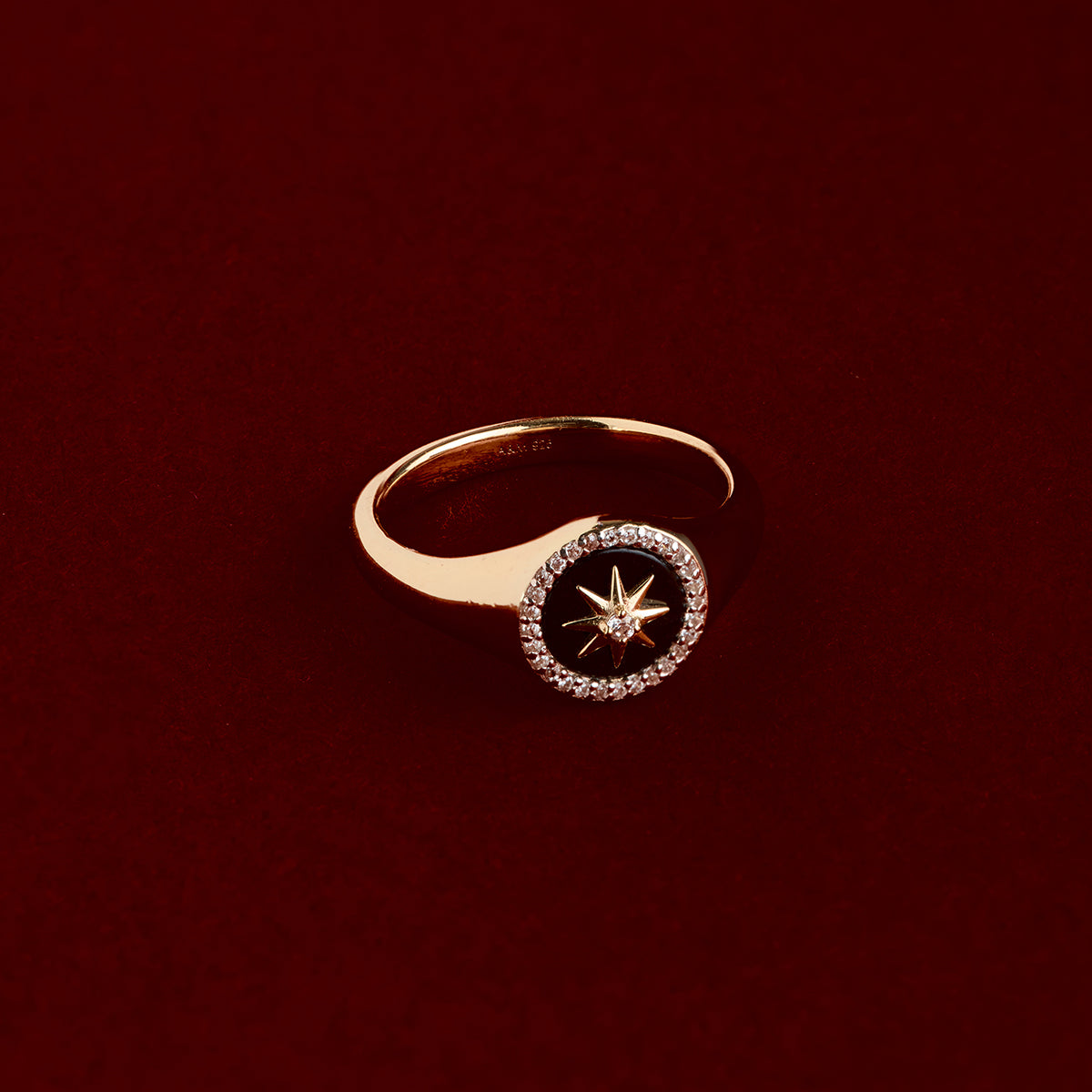 Black Star Signet Ring in Gold-Astrid & Miyu