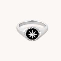 Black Star Signet Ring in Silver-Astrid & Miyu