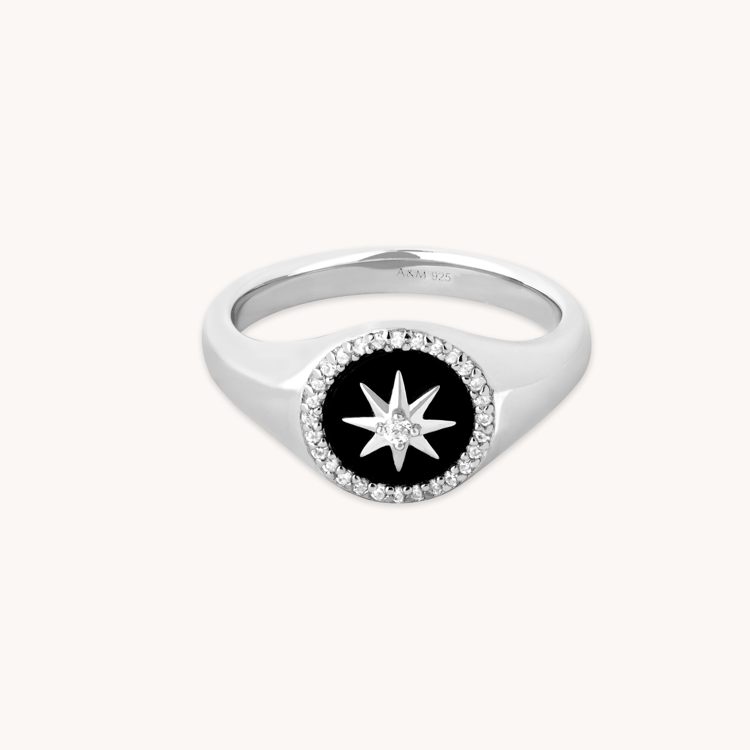 Black Star Signet Ring in Silver-Astrid & Miyu